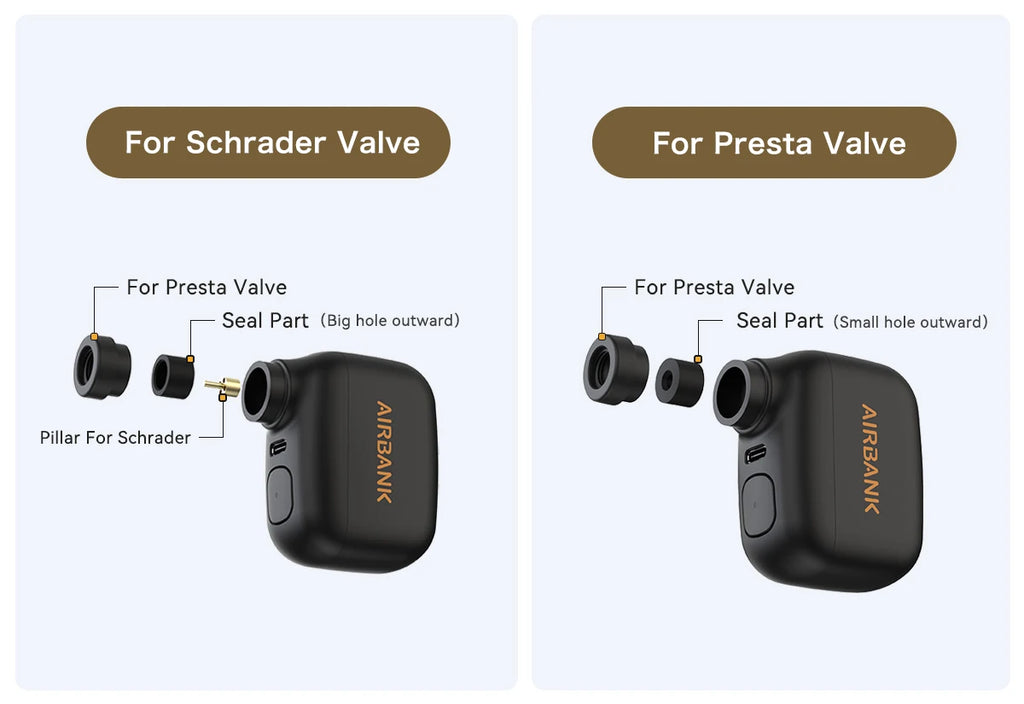 AIRBANK Pocket SE Mini Portable Electric Pump For Bicycle Cordless Tire Presta Schrader Valve Bike Accessories Fast Charging