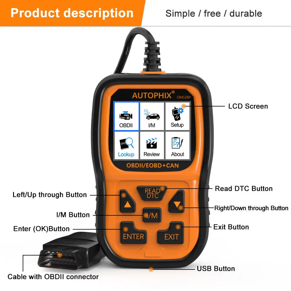 2025 Autophix OM126P Professional OBD2 Scanner Car Code Reader Automotive EOBD JOBD Universal Check Engine Fault Diagnostic Tool