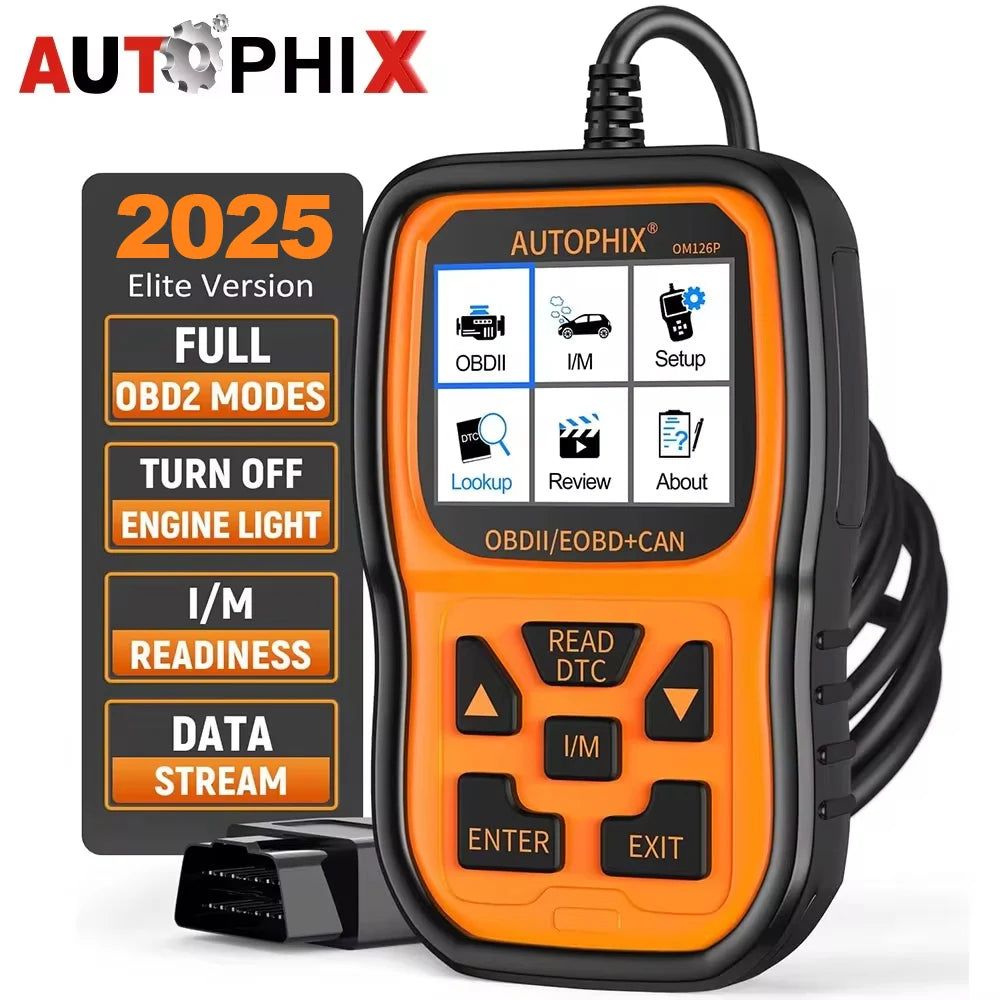 2025 Autophix OM126P Professional OBD2 Scanner Car Code Reader Automotive EOBD JOBD Universal Check Engine Fault Diagnostic Tool