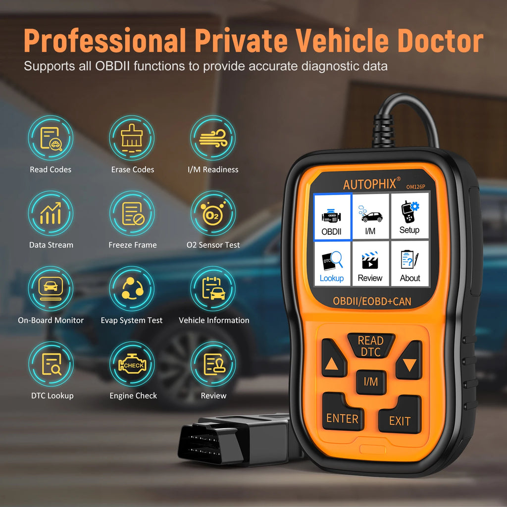 2025 Autophix OM126P Professional OBD2 Scanner Car Code Reader Automotive EOBD JOBD Universal Check Engine Fault Diagnostic Tool